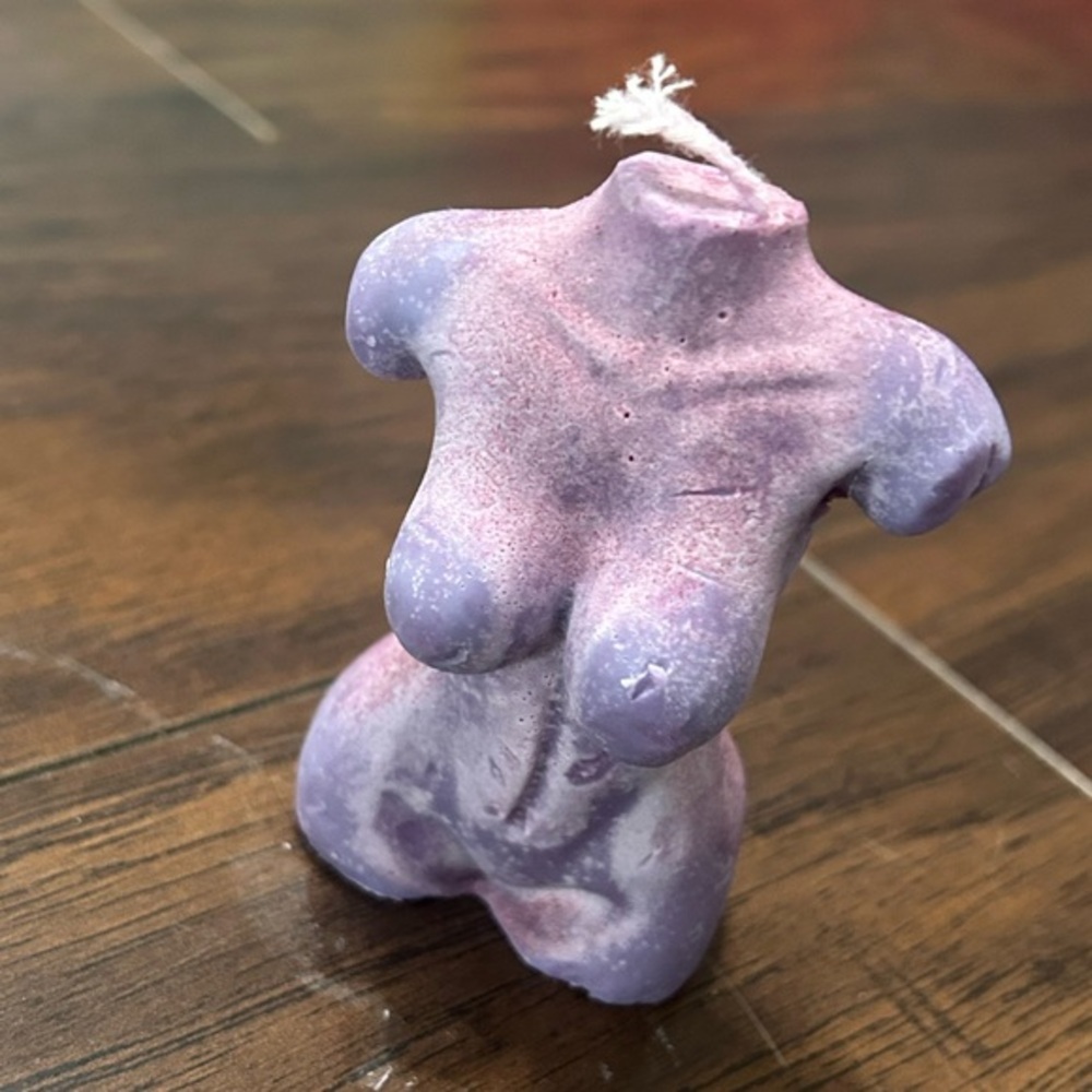 Handmade Female Figure Candle in Purple - Picture 1 of 4
